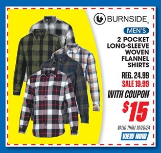 Burnside Men's 2 Pocket Long-Sleeve Woven Flannel Shirt