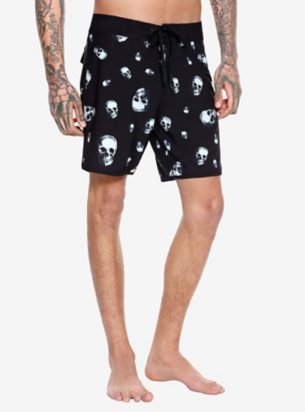 Skull Print Swim Trunks