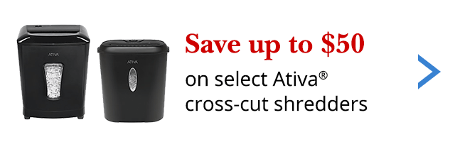 Save up to $50 on select Ativa Cross-Cut Shredders