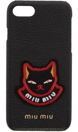 Miu Miu - Black Cat Patch Iphone 7 Case