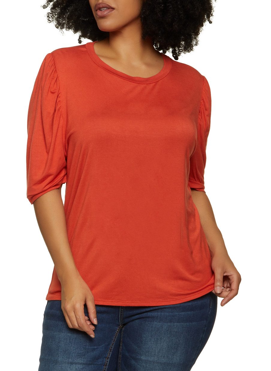 Plus Size Ruched Sleeve Tee