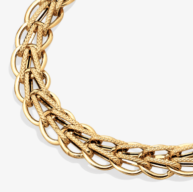 Hollow V Circle Chain Necklace 8.9mm 10K Yellow Gold 18''