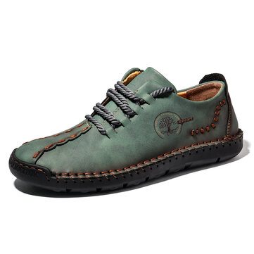 Men Hand Stitching Casual Leather Shoes