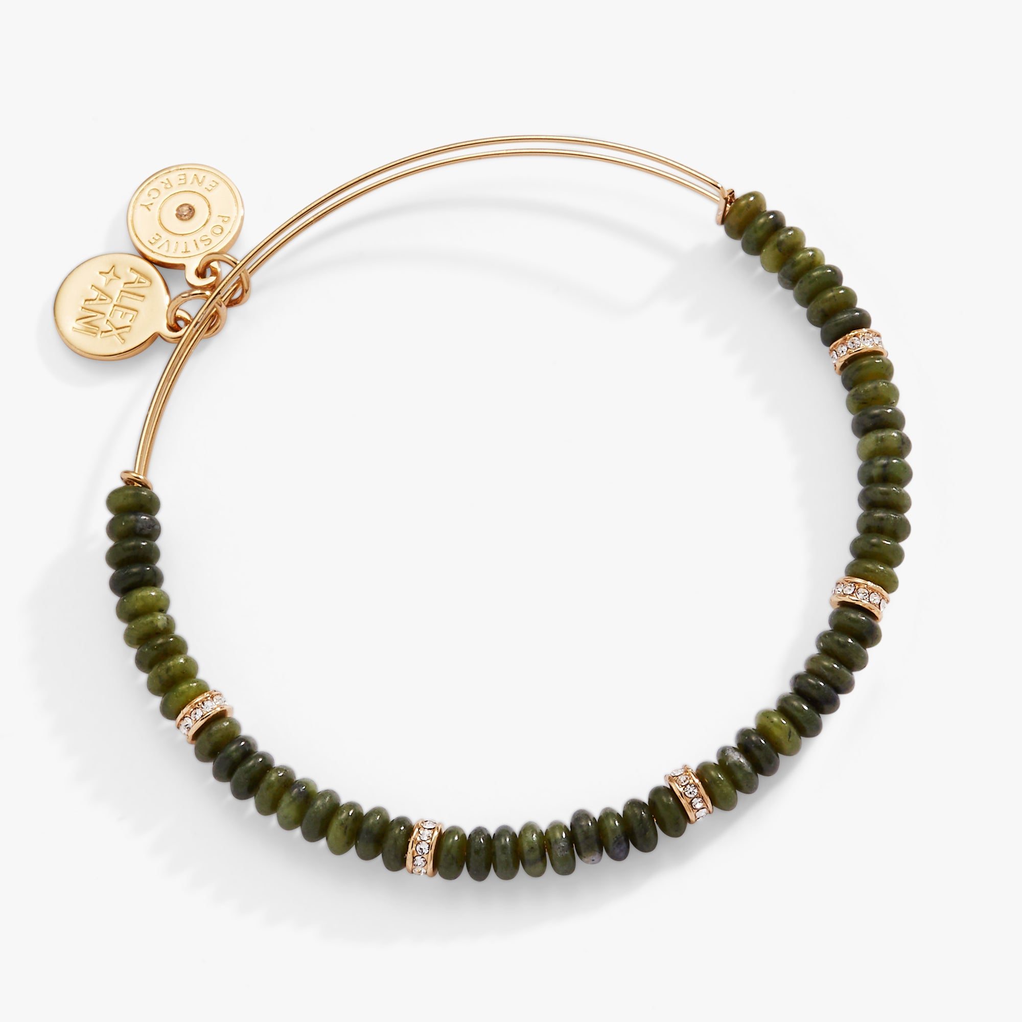 Image of Green Semi-Precious Rondelle Beaded Bangle