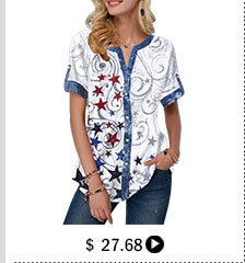 Button Up Split Neck Star Print Blouse