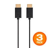 Monoprice 4K UltraFlex Small Diameter High Speed HDMI Cable 3ft - 18Gbps Black - 3 Pack