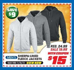 Original Deluxe Men's Sherpa Lined Fleece Hooded Jacket