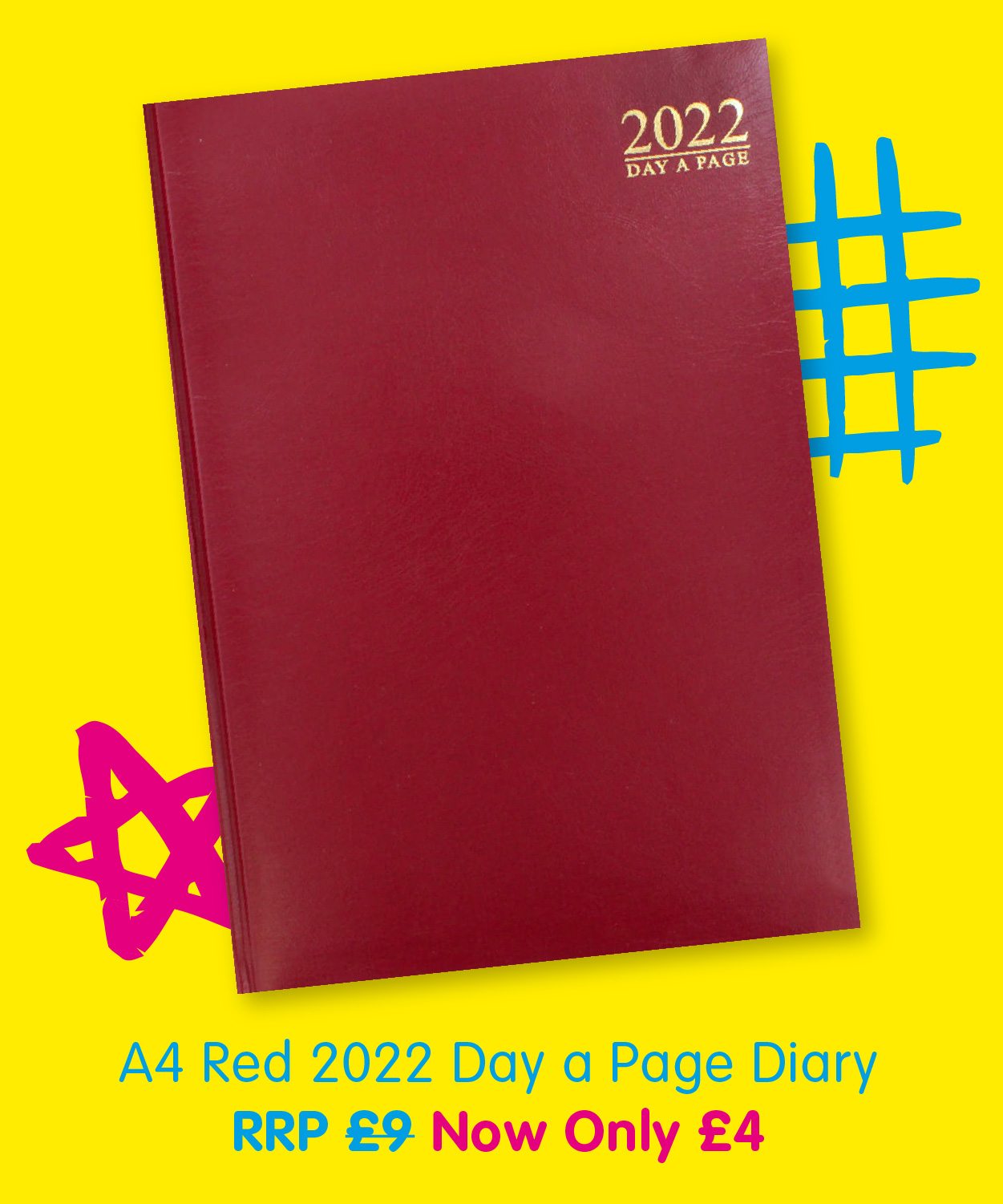 A4 Red 2022 Day a Page Diary