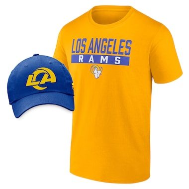 Men's Fanatics Gold/Royal Los Angeles Rams T-Shirt & Adjustable Hat Combo Pack