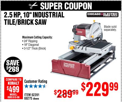 View 10 in. 2.5 HP Tile/Brick Saw