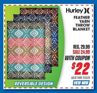 Hurley Feather Yarn Throw Blanket