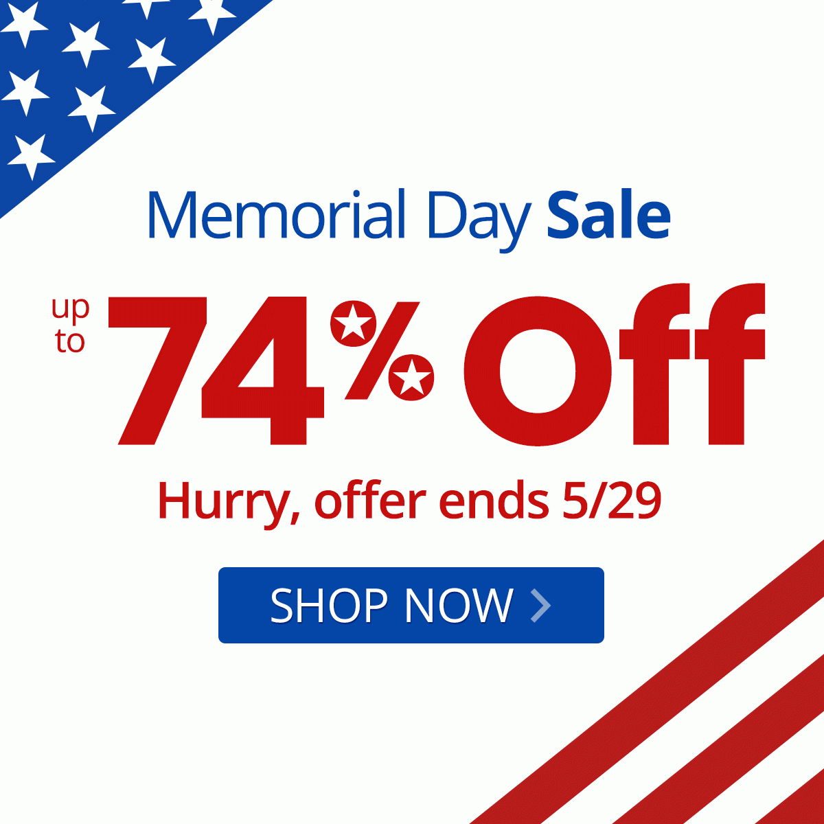 Memorial Day Sale - up to 74% Off