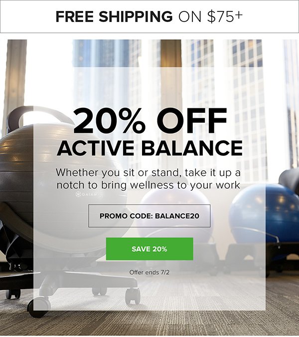 20% OFF Active Balance - Promo Code: BALANCE20