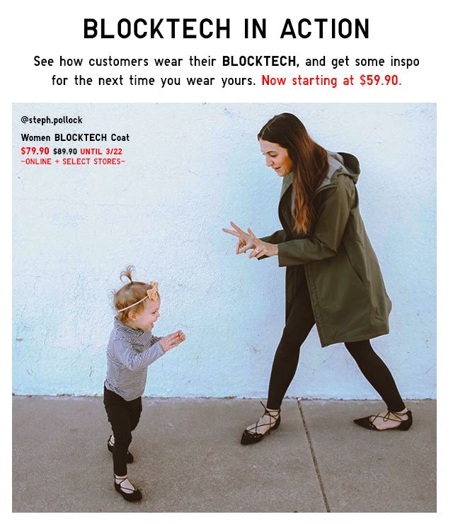 Women BLOCKTECH Coat - Now $79.90 - SHOP NOW