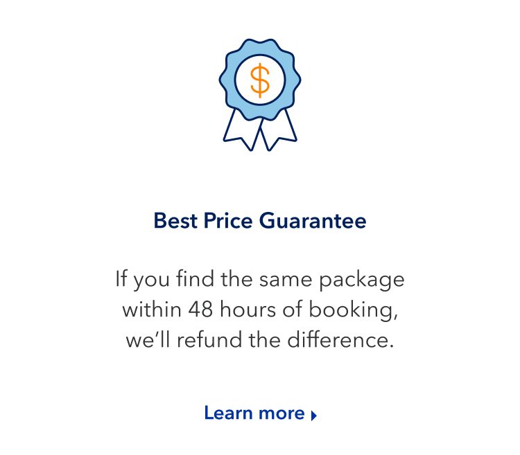If you find the same package within 48 hours of booking, we'll refund the difference. Click here to learn more.