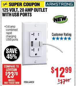 View 20 Amp 125 Volt 2 USB Rapid Charging Outlet