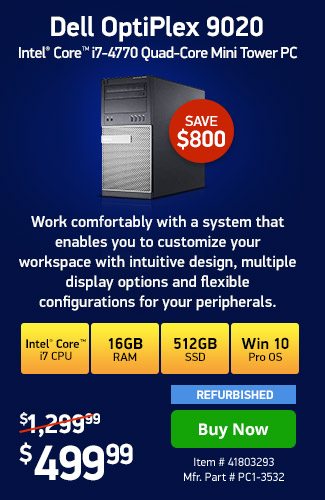 Dell Optiplex 9020 i7 16GB 512GB Grade A REF MT PC | 41803293 | Shop Now