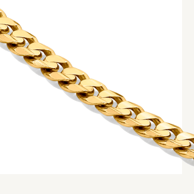 Curb Chain Necklace Solid 14K Yellow Gold 24''