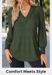 Olive Green Patchwork Long Sleeve V Neck T Shirt