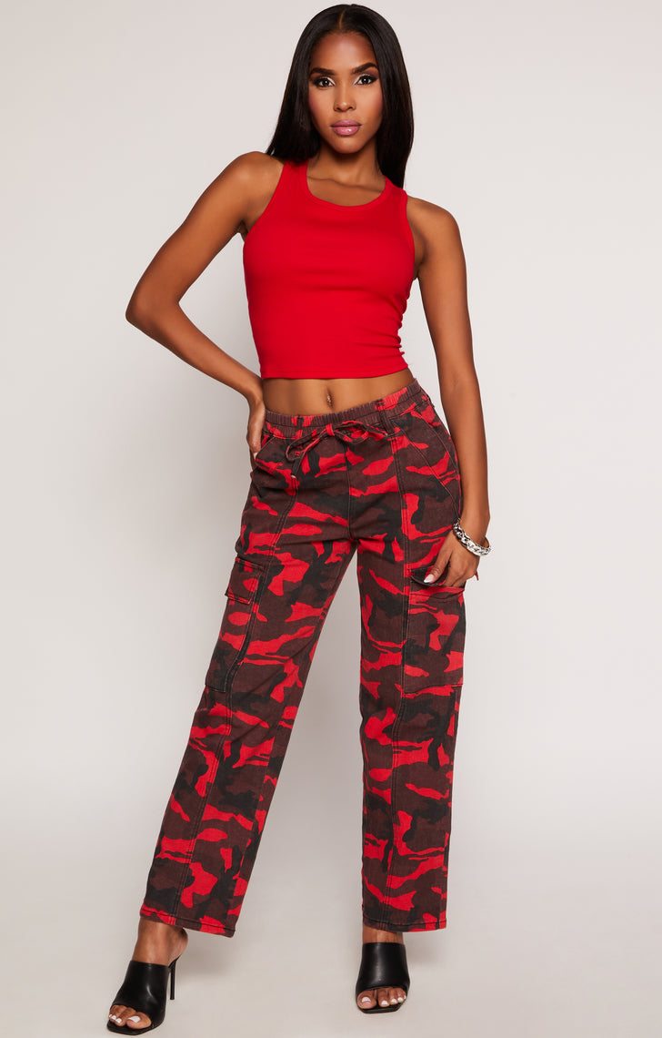 Almost Famous Drawstring Wide Leg Cargo Pants