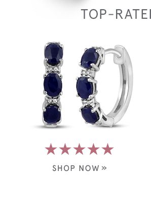 Natural Blue Sapphire Hoop Earrings