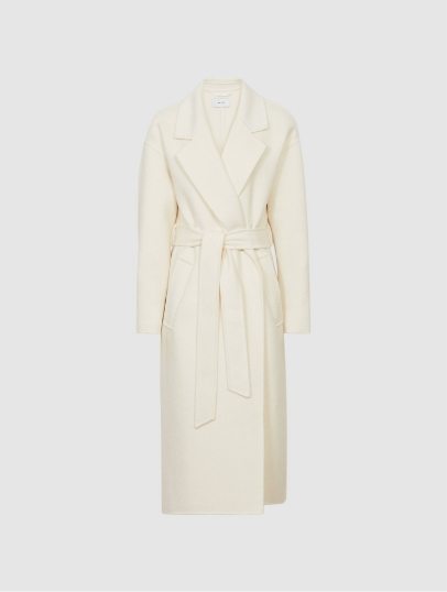 Olive Cream Wool Blend Oversized Overcoat