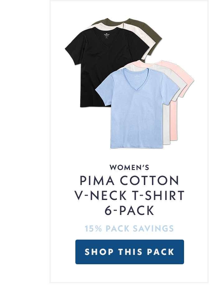 Women's Pima Cotton V-Neck T-Shirt 6-Pack. Shop This Pack.