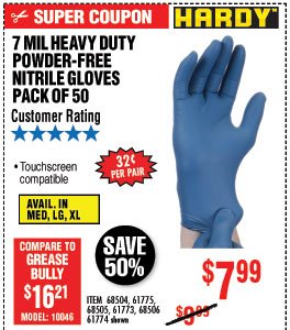 7 mil Nitrile Powder-Free Gloves 50 Pc Medium 