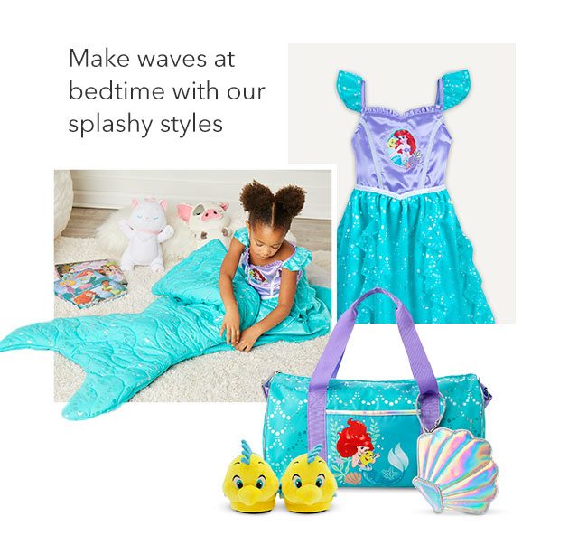 Make waves at bedtime with our splashy styles, Little Mermaid | Shop Now