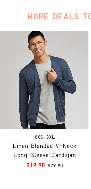 LINEN BLENDED V-NECK LONG-SLEEVE CARDIGAN $19.90