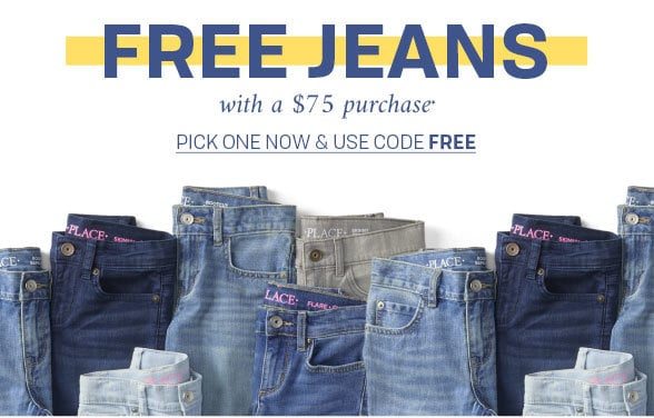 Free Jeans with a $75 purchase pick one now & use code FREE