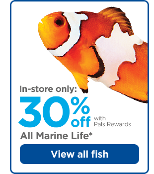 In-store only: 30% off with Pals Rewards. All Marine Life.* View all fish.