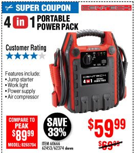 4-in-1 Jump Starter with Air Compressor