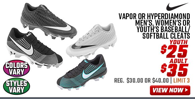Nike Vapor or Hyperdiamond Men's, Women's or Youth's Baseball/Softball Cleats