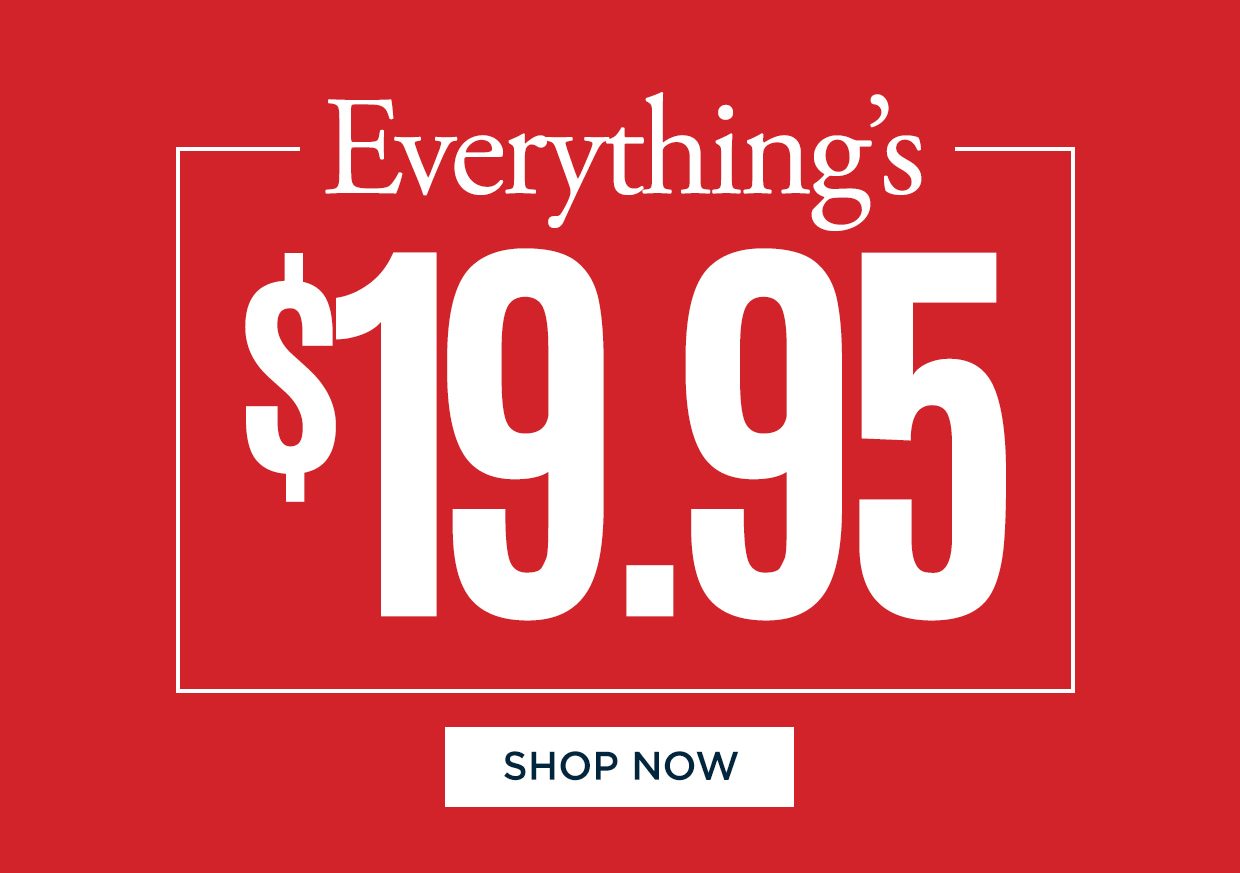 Everything's $19.95. Shop Now button.
