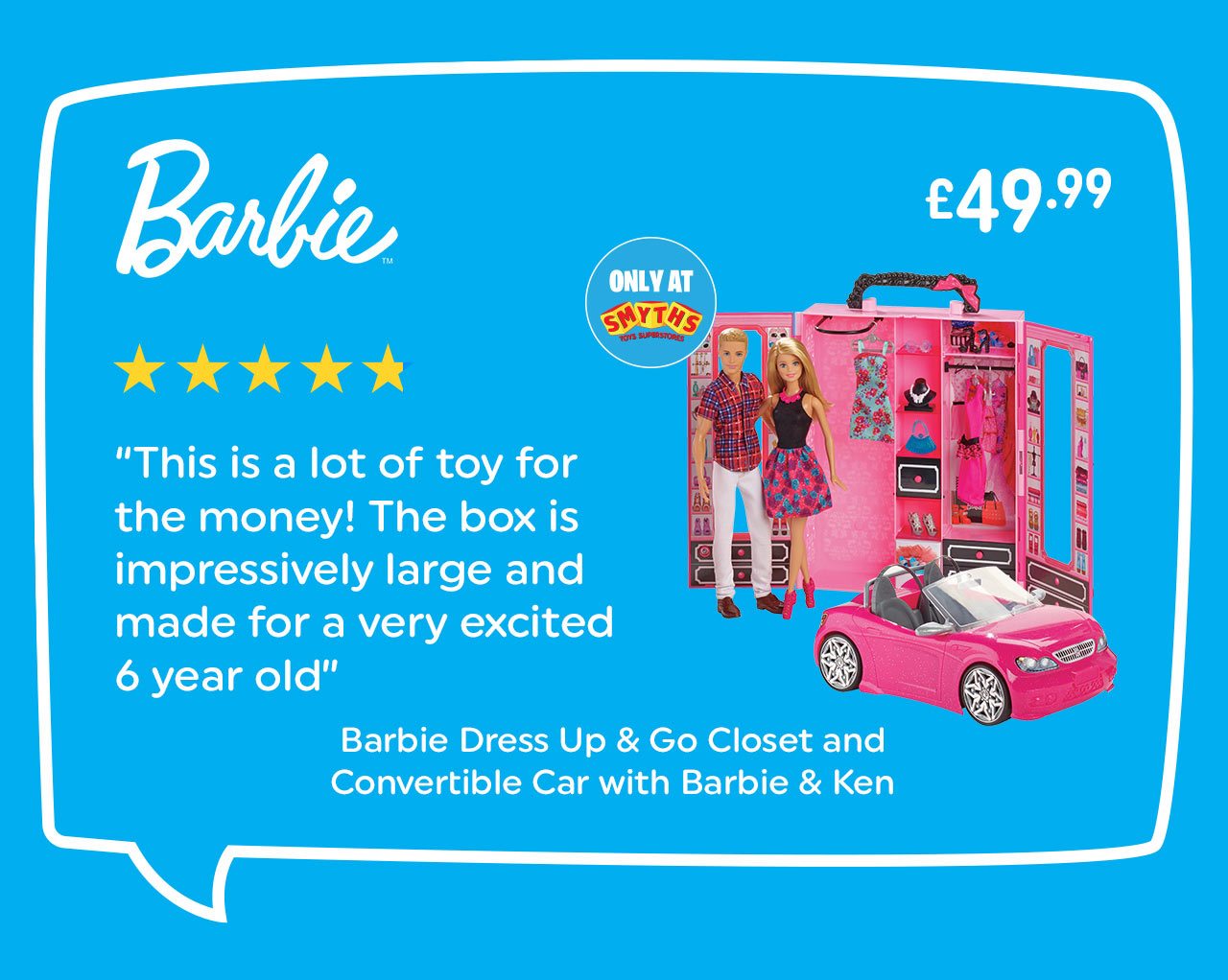 Barbie Dress Up & Go Closet and Convertible Car with 2 Dolls