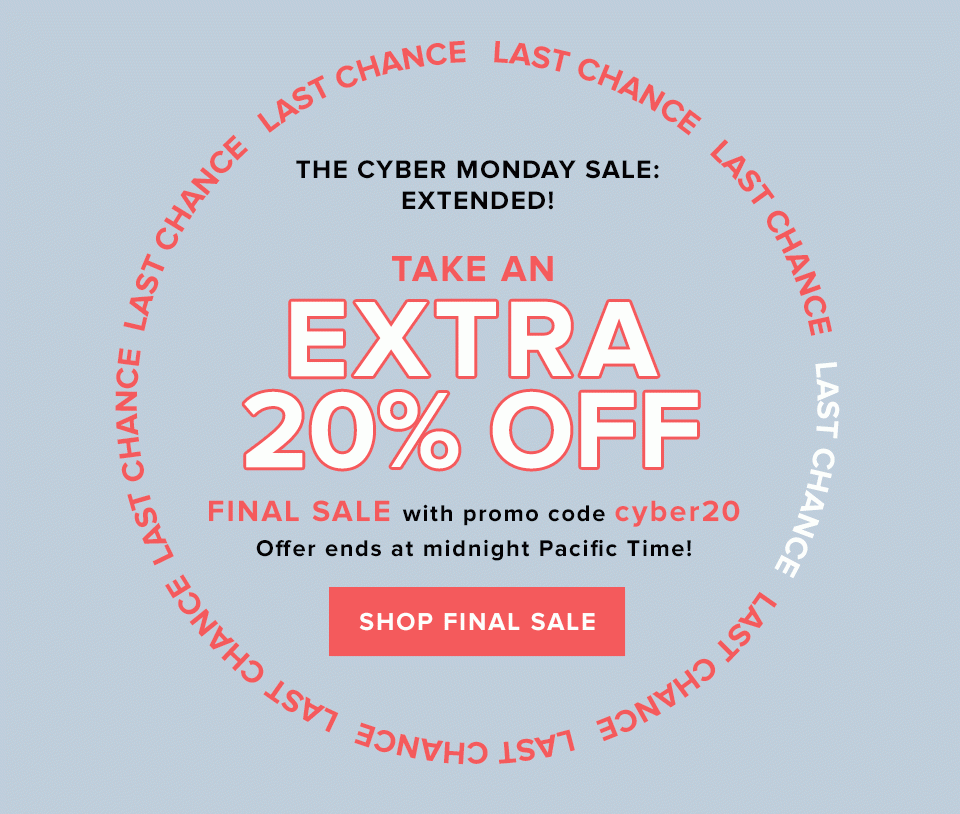 Take an extra 20% off with promo code cyber20