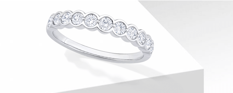 Diamond Bezel-Set Anniversary Ring 1/2 ct tw 14K White Gold