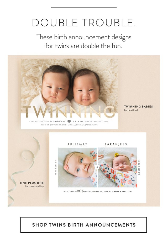 Shop Twins Birth Announcements