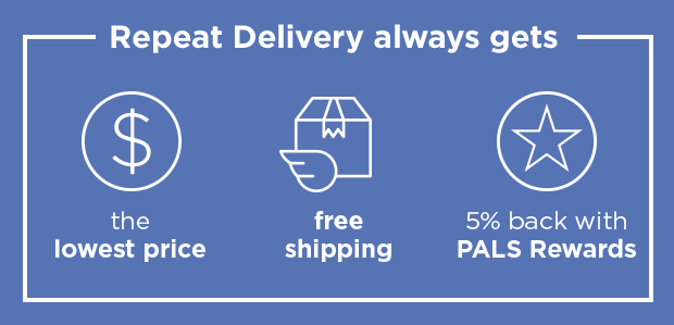 Repeat Delivery always gets: the lowest price, free shipping, 5% back with PALS Rewards.