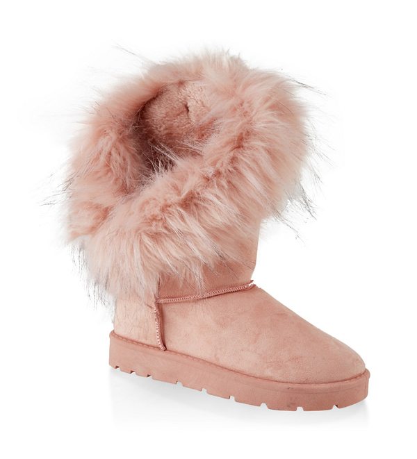 Asymmetrical Faux Fur Lined Boots