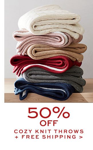 50% OFF COZY KNIT THROWS + FREE SHIPPING