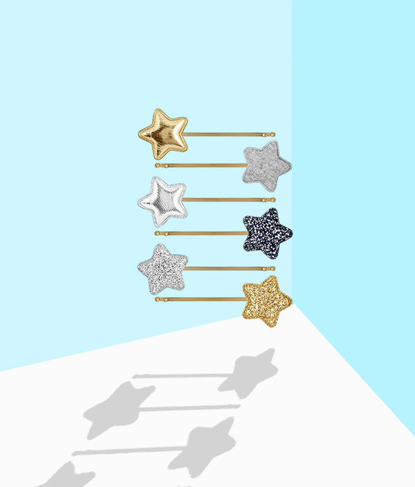 Mimi & Lula Pack of 6 Circus Star Glitter Kirby Hair Clips