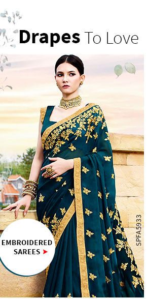 Embroidered Sarees. Shop!