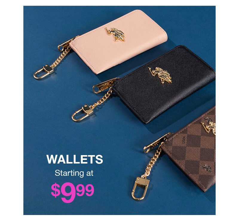 Wallets starting at $9.99