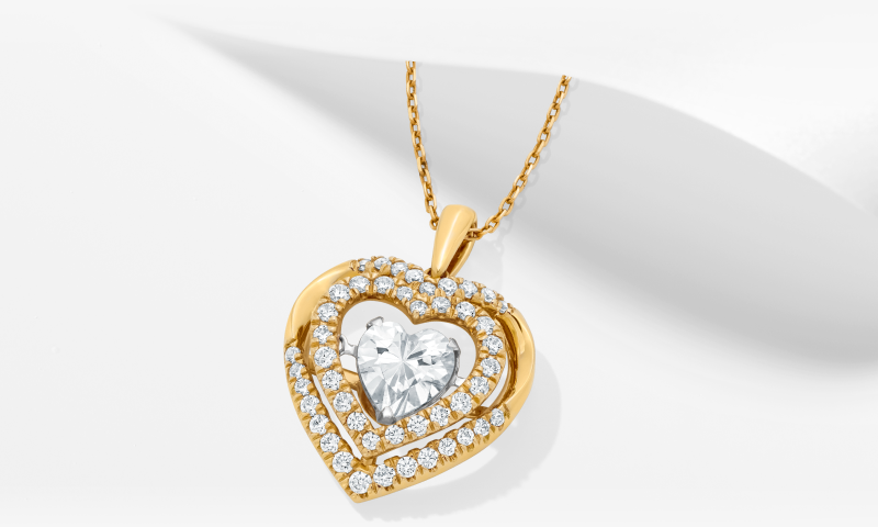 Lab-Created Diamonds by KAY Double Heart Necklace 1-1/4 ct tw 10K Yellow Gold