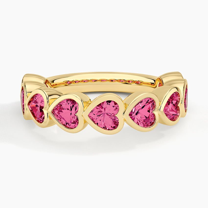 Heart Shaped Lab Pink Sapphire Bezel Ring