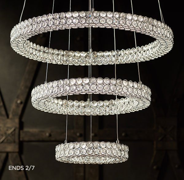 Perriello 27 1/2"W Tiered LED Crystal Ring Pendant