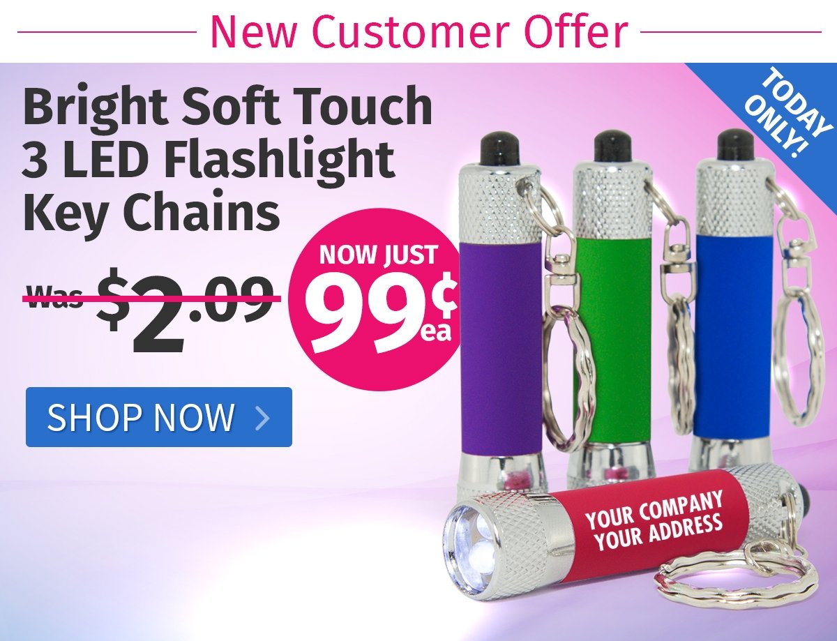 Bright Soft Touch 3 LED Flashlight Key Chains for only 99¢ each!