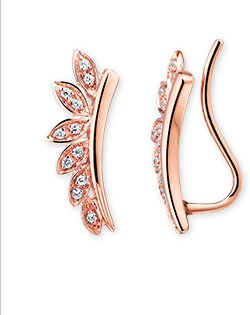 Earring Climbers 1/15 ct tw Diamonds 10K Rose Gold